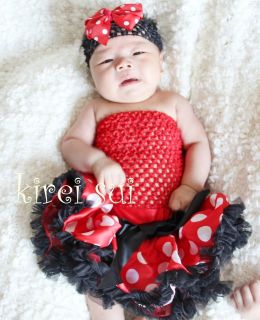 Newborn Baby Red White Polka Dots Minnie Mouse Pettiskirt Tutu Skirt 0 