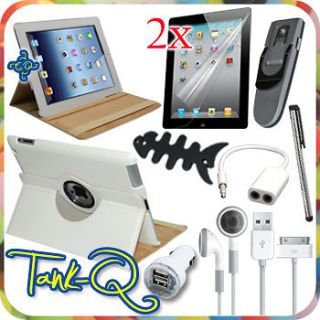  Cover Case Car Charger Accessory Bundle Kit For iPad 2 iPad 3