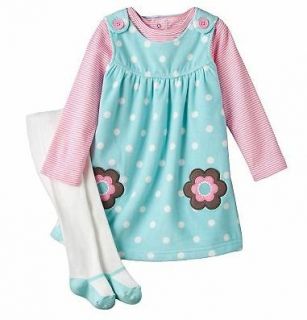 NWT Carters Baby Girl Clothes Dress Tights Top Fleece Blue 3 6 9 12 18 