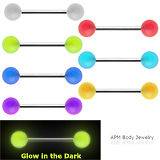   Glow in the Dark Tongue Rings 14 Gauge 5/8 ~7 color choices