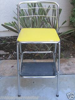 VINTAGE COSCO RETRO YELLOW FOLDING STEP STOOL CHAIR great for yellow 