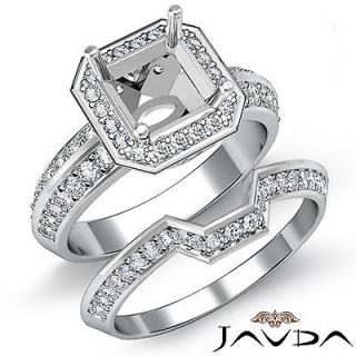 5c Asscher Diamond Ring Mount Bridal Set W18k Gold z4