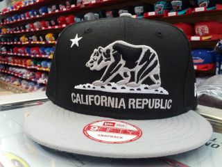 NEW ERA 9FIFTY CALIFORNIA REPUBLIC SNAPBACK CAP, HAT BLACK / GREY