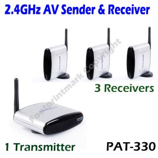 4GHz Wireless TV Audio Video AV 1 Sender 3 Receiver 2.4G Transmitter