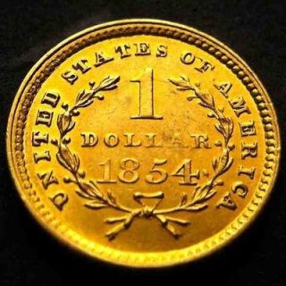 1854 Beautiful $1.00 Gold Liberty Head