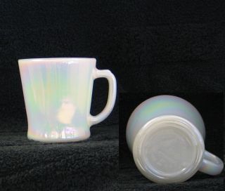 Rare Vintage Fire King D Handle Cup / Mug with Aurora Borealis Finish