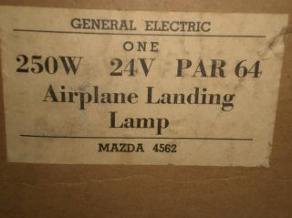 NOS WW2 GE Aircraft Landing Light Bulb 24 v  250 Watt