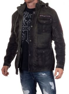 AFFLICTION MENS PLATOON LEADER MILITARY JACKET GREEN  110OW014
