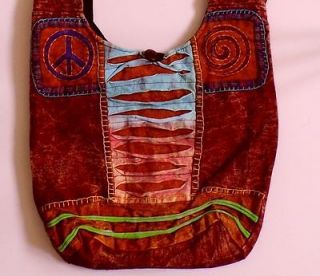 Peace Symbol Denim Shoulder Cross Body Messenger Bag Shopping Tote 