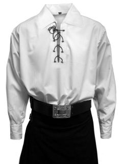 New White Scottish Highland Jacobite/Jacobean Ghillie Kilt Shirt Sizes 