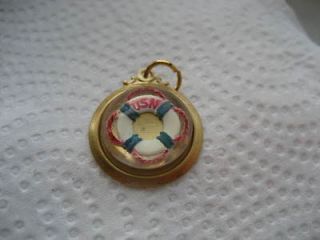 Vintage US Navy reverse carved and painted intaglio life preserver 