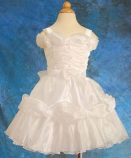 White Wedding Flower Girl Pageant Party Occasion Dresses Size Toddler 