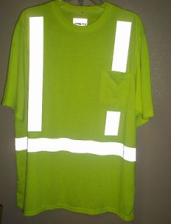 Yellow Safety T shirt W/Reflective Strips NEW Adult Protects Like Vest