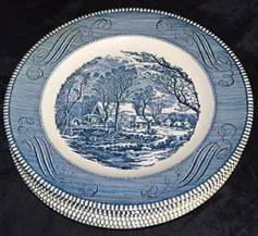 Currier & Ives Blue Royal DINNER PLATE The Old Grist Mill 