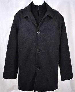 Kenneth Cole Mens Jacket Wool Car Coat Black size Large