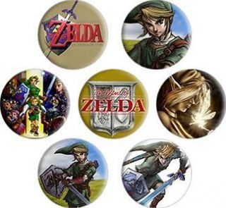 Lot of 7 Legend of Zelda Button pin Badges Nintendo NES