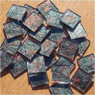 25 Green Copper Van Gogh 1 Square Glass Mosaic Tile