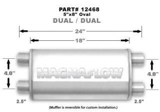 Magnaflow 12468 Performance Muffler 5x8x18 Oval 2.5 Dual/Dual