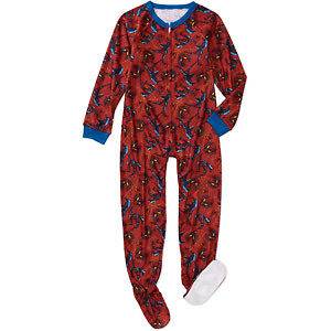 MARVEL SPIDERMAN Boys Size 4 5 6 7 8 10 12 Footed Pajamas BLANKET 