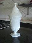 Antique Vintage White Milk Glass Jar Bowl With Lid Victorian