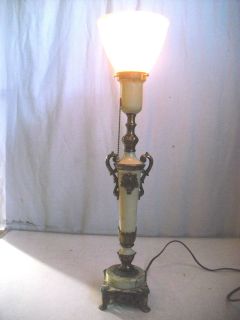Antique Rembrandt Footed Torchiere Table Lamp Onyx Victorian Style 
