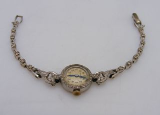   Platinum and 14k White Gold Vintage Antique Diamond Watch Nice Piece