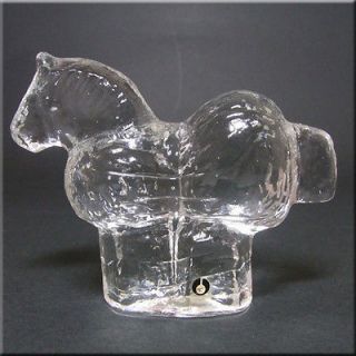 Pukeberg Swedish Glass Horse Paperweight   Labelled