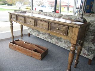 PAINTED COUNTRY ANTIQUE STYLE 5 DRAWER CONSOLE / SOFA TABLE