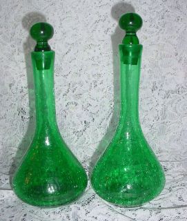 crackle glass decanter in Art Glass