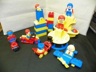 Duplo Legos Circus people, motor cycle, plane