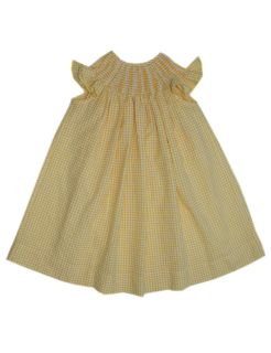 New Girls Ready To Smock Yellow Gingham Dress Angel Wing 17448