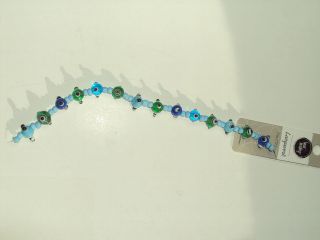 Bead Landing, Lampwork, 7 in, Blue, Green, White and Black