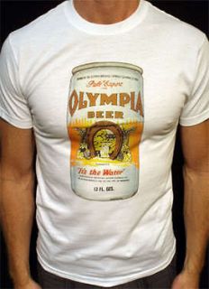 Olympia Beer t shirt vtg rainier miller seattle wht*