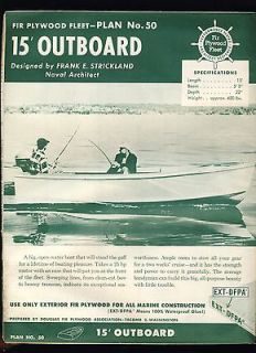 Vintage 15 Foot Outboard Boat Plans, Douglas Fir Plywood Fleet, Circa 