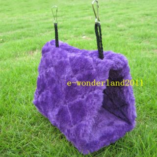   Hanging Cave Cage Hammock Plush Tent Bed Parrot Toy Happy Hut Purple