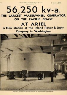   GE Waterwheel Power Generator Ariel Station DC   ORIGINAL ADVERTISING