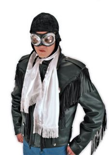 Pilot Aviator Black Fighter Suede Hat Cap Adult Costume Accessory NEW
