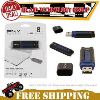 GB PNY Attache 2 USB 2.0 flash drive black/blue P FD8GBATT2 GE new 