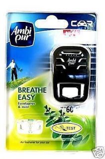 AMBI PUR BREATHE EASY CAR VENT AIR FRESHENER   Eucalyptus & Mint