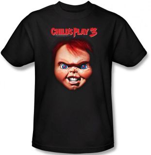 NEW Mens Women Ladies Childs Play 3 Chucky Doll Face Smile Horror T 