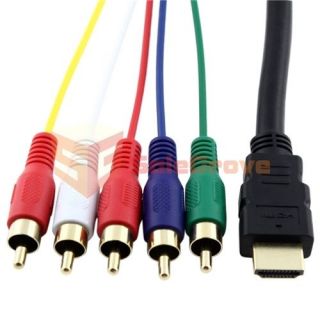 HDMI to 5 RCA Audio Video AV Component Cable Wire 1.5m 5Ft M/M Gold
