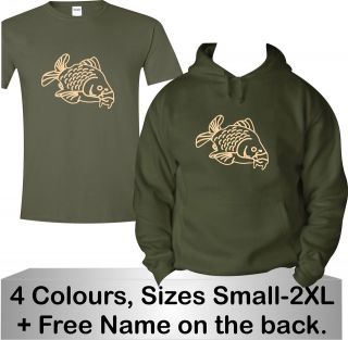 CARP FISHING HOODY T SHIRT OR SWEATER ANY SIZE & COLOUR