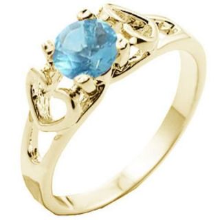 Gold Overlay Mother/Daughte​r Aquamarine Blue CZ Ring   Sizes 4 8