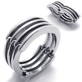   10 Transformable Silver Stainless Steel Band Mens Ring Size 10 W20394