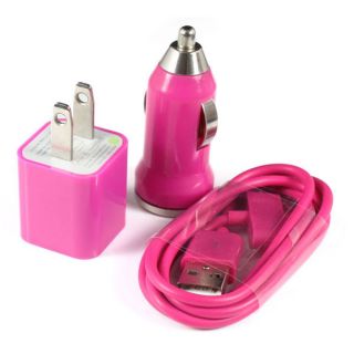   Car Charger+USB Data Cable +US Charger For iPod iPhone 4 4G 4S 3G 3GS