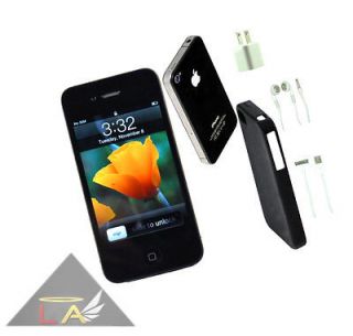   Unlocked Apple iPhone 4 16GB Black iOS 6 AT&T T Mobile Any GSM Extras
