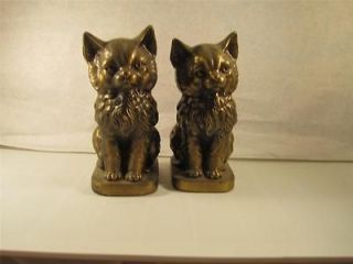 Pair of Cat book ends marked S.C.C Cast Brass