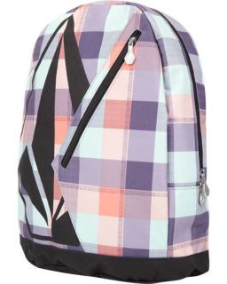 VOLCOM Purple/Green/O​range/Black Plaid Messaround Backpack & Pencil 