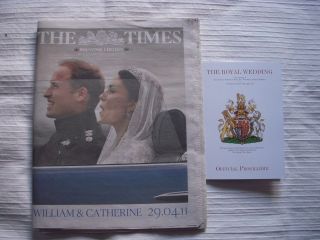 Royal Wedding OFFICIAL PROGRAMME & British newspaper english The Times 