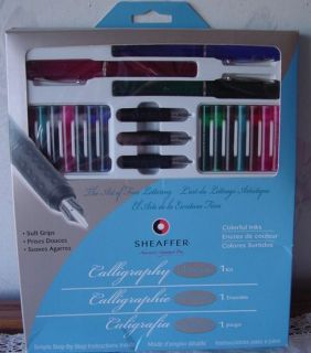New SHEAFFER Calligraphy Fountain Pen 21PC KIT (3 Pens 3 Nibs 14 Inks 